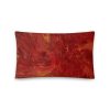 red abstract painted on pillow 20x12