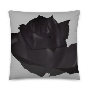 Black rose airbrushed on white throw pillow