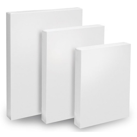 3 blank white canvas