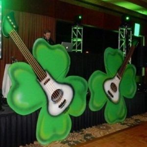 two huge shamrock guitars for stage decoration airbrushed