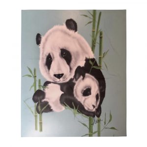 "Mama and Baby" Panda airbrushed on a Designer Throw