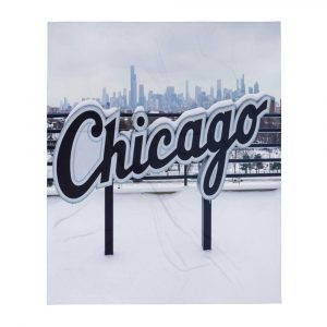 Photo of cold Snowy Chicago sign