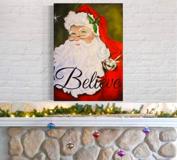 Santa Claus portrait airbrushed on canvas
