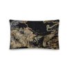 gold beige and black marble swirl on pillow 20x12