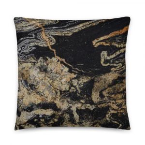gold beige and black marble swirl on pillow 22x22