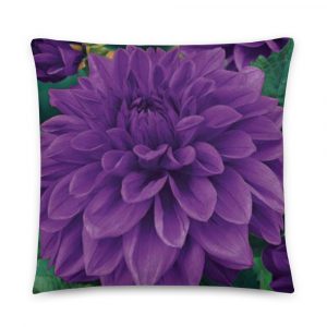 Purple Dahlia Flower Throw Pillow 22x22