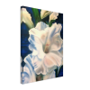 White Gladiola Flower Canvas blue background