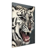 Airbrushed White tiger face with blue eyes and big teeth
