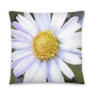 white daisy with yellow center on a pillow 22x22