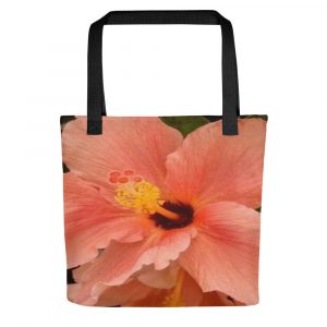 Peach Hibiscus on a tote bag