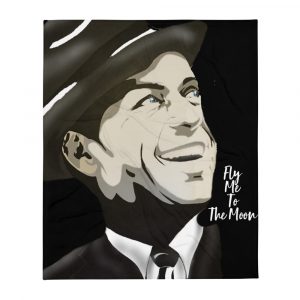 Black and white Frank Sinatra Painted on a throw blanket