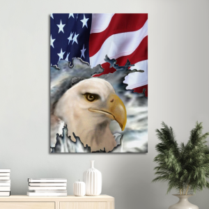 American Flag and Eagle airbrushed on canvas mockup
