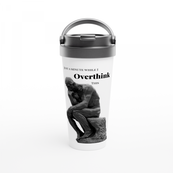 overthinker on a travel coffee mug funny
