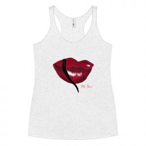 womans racerback tank with red lips