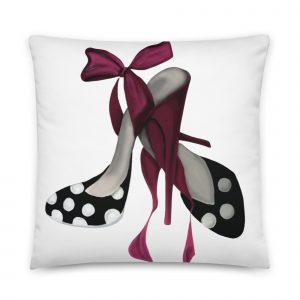 Polka dot shoe design airbrushed on pillow