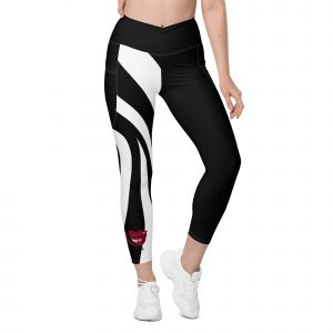 Black and white leggings with lips design