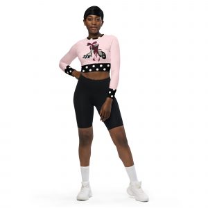Pink crop top with polka dots and shoe design