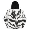 black and white tiger face with green eyes hoodie back view