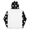 Big red lips airbrushed on black and white polkadot hoodie back view