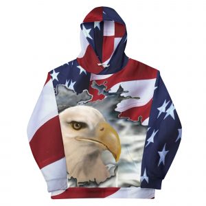American flag with airbrushed eagle head on hoodie