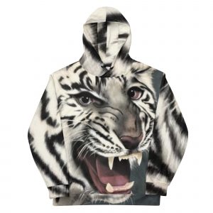 White tiger airbrushed on hoodie