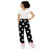 Black and white polkadot lounge pants with bow back view