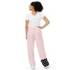 Pink lounge pants with polka dots and bow back view