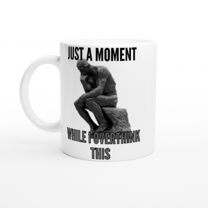 Novelty coffee mug with thinker image