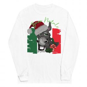 Christmas Donkey Italian Long Sleeve Shirt-White