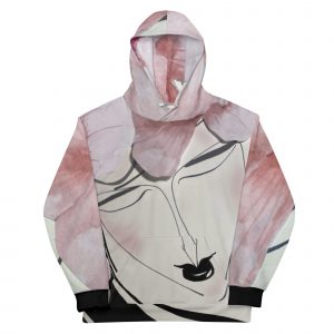 Modern Art Lady Face with Pink Flower Hoodie