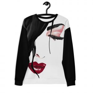 Me Time Airbrushed Sweatshirt Girl face in black, white, pink and red