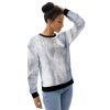 Be free white and gray snowy sweatshirt with black edges