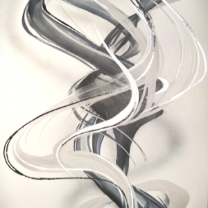 Silver Swirl Abstract Airbrushed Painting