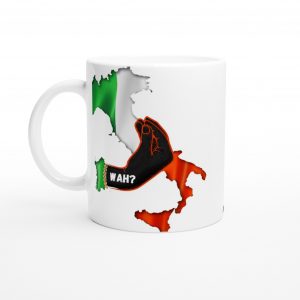 Wah? Italian Hand Gesture Novelty Mug with Italian Colors