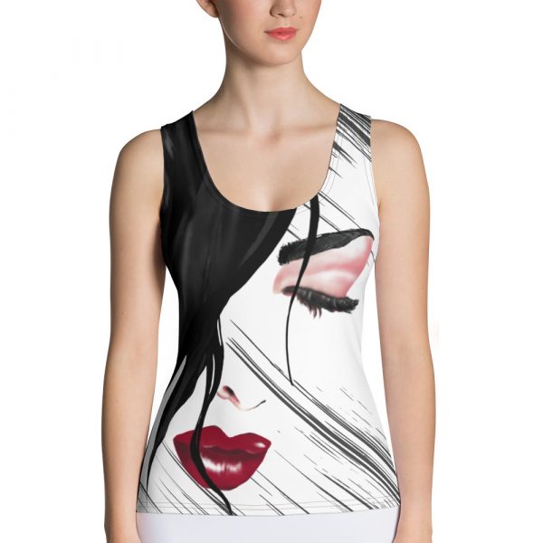 Airbrush cropped tank top with girl's face