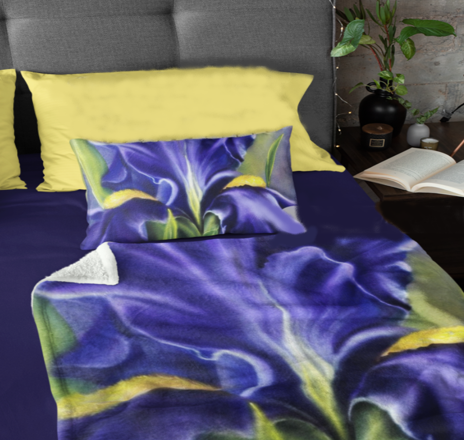 purple-iris-throw-blanket-and-pilllow