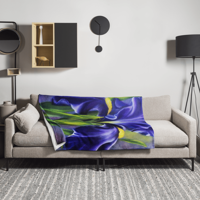 purple-iris-throw-blanket-on-couch